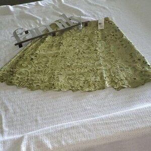 Lafayette 148 New York Soft Green Lacy Scalloped Lined Sz. 8 Skirt